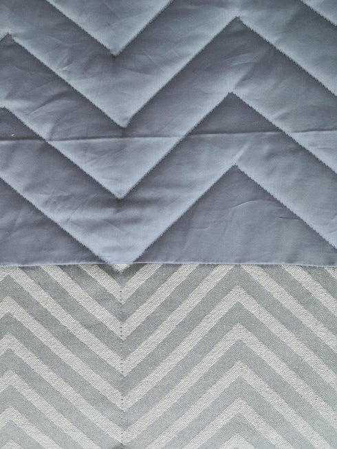 GIFT BOX | CHEVRON Grey Cotton Bedsheet-Cover | Matching Grey Reversible Quilt/Comforter | Combo Set For Gift & Daily Use