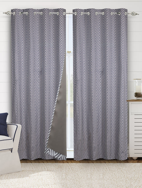 CHEVRON Damask Cotton Curtains