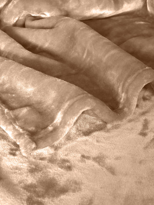 GIFT BOX | SHEEN SHINE Beige Cotton Bedsheet-Cover | Matching Beige Light weight Cloudy Mink Blanket | Combo Set For Gift & Daily Use