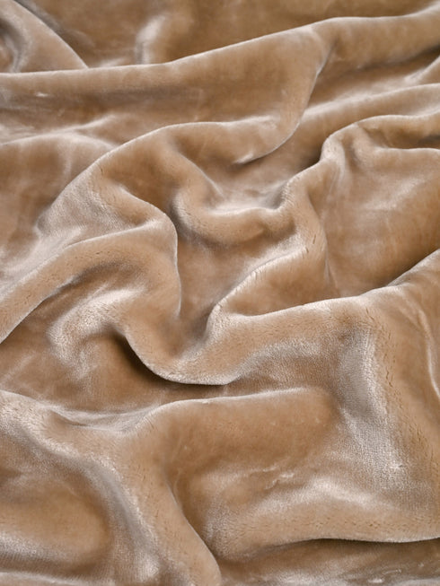 GIFT BOX | SHEEN SHINE Beige Cotton Bedsheet-Cover | Matching Beige Light weight Cloudy Mink Blanket | Combo Set For Gift & Daily Use