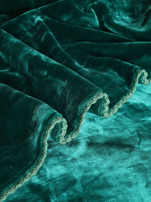 GIFT BOX | Teal Winter Mink & Cloudy Silky Soft | Double Sided Heavy 2 Layer Blanket 90″x90″ | with Crochet Lace Edges | For Gift & Daily Use