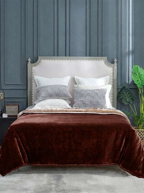 Winter Mink Cloudy Silky Soft Double-Color King Size 2-Layer Blanket with Crochet Lace Edges | Plush & Premium Feel