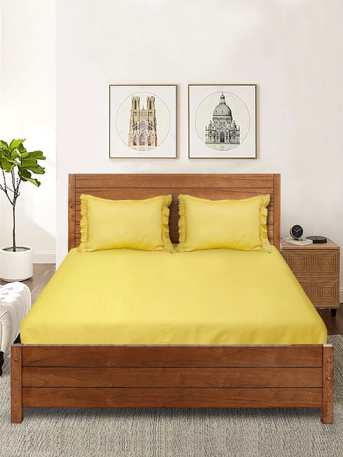 GIFT BOX | Cotton Gold Bedsheet-Cover | Matching Gold Light weight Cloudy Mink Blanket | Combo Set For Gift & Daily Use