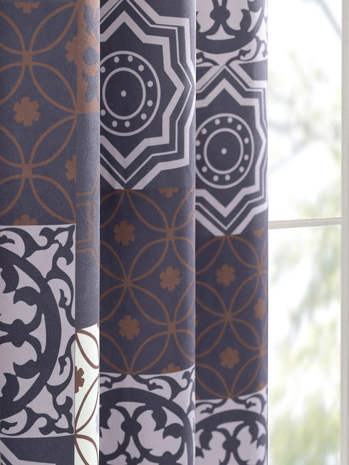 TILE Velvet Digital Print Curtain | Elegant & Durable