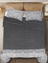 GIFT BOX | Kanan Grey Cotton Bedsheet-Cover | Matching Grey Reversible Quilt/Comforter | Combo Set For Gift & Daily Use