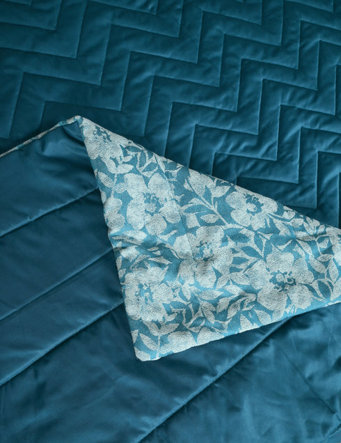 GIFT BOX | Kanan Teal Cotton Bedsheet-Cover | Matching Teal Reversible Quilt/Comforter | Combo Set For Gift & Daily Use