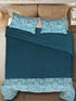 GIFT BOX | Kanan Teal Cotton Bedsheet-Cover | Matching Teal Reversible Quilt/Comforter | Combo Set For Gift & Daily Use