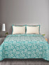 GIFT BOX | Kanan Teal Cotton Bedsheet-Cover | Matching Teal Reversible Quilt/Comforter | Combo Set For Gift & Daily Use
