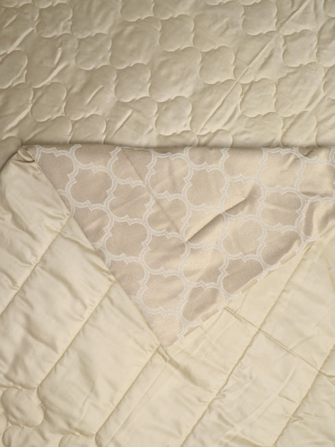 GIFT BOX | NOOR Beige Cotton Bedsheet-Cover | Matching Beige Reversible Quilt/Comforter | Combo Set For Gift & Daily Use