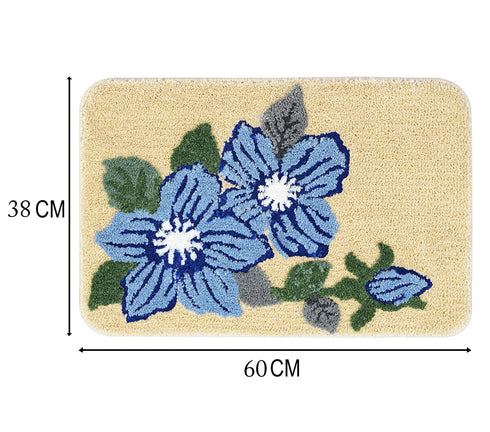 PINKY Microfiber with Anti-skid Backing Bath Mat |Water Absorbing Mat | Washable Quick Drying Footmat | Home, Bathroom, Bedroom, Kitchen | Floral Pattern