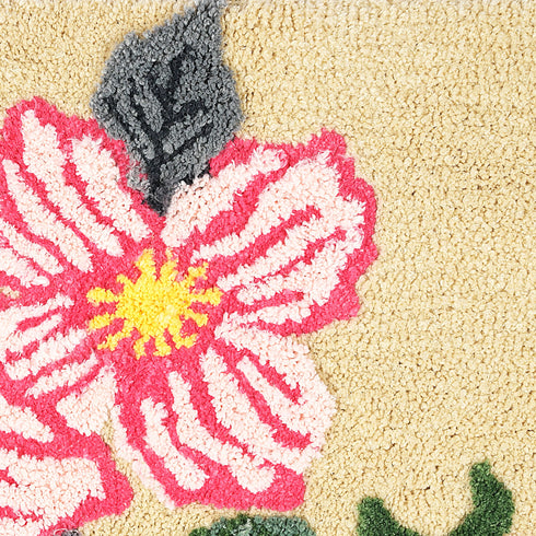 PINKY Microfiber with Anti-skid Backing Bath Mat |Water Absorbing Mat | Washable Quick Drying Footmat | Home, Bathroom, Bedroom, Kitchen | Floral Pattern