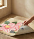 PINKY Microfiber with Anti-skid Backing Bath Mat |Water Absorbing Mat | Washable Quick Drying Footmat | Home, Bathroom, Bedroom, Kitchen | Floral Pattern