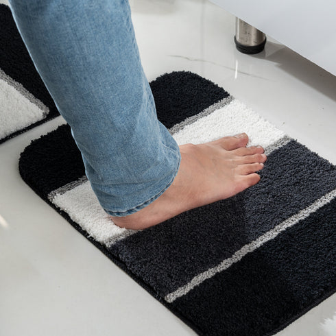 TRIS Soft Thick Microfiber Anti-Skid Bath Mats |Water Absorbing Mat | Washable Quick Drying Footmat | Home, Bathroom, Bedroom, Kitchen | Stripe Floor Mat