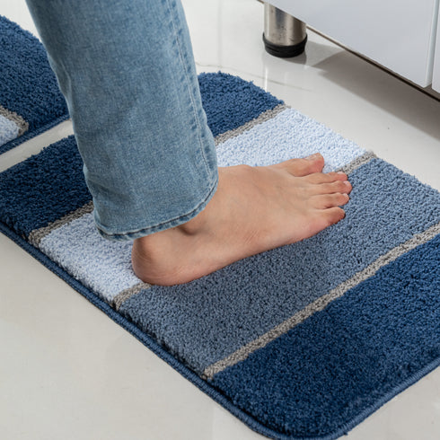 TRIS Soft Thick Microfiber Anti-Skid Bath Mats |Water Absorbing Mat | Washable Quick Drying Footmat | Home, Bathroom, Bedroom, Kitchen | Stripe Floor Mat