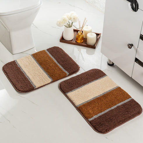 TRIS Soft Thick Microfiber Anti-Skid Bath Mats |Water Absorbing Mat | Washable Quick Drying Footmat | Home, Bathroom, Bedroom, Kitchen | Stripe Floor Mat