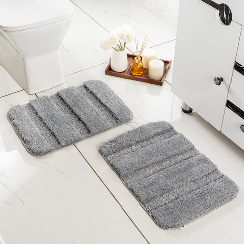 GIA Stripe Soft Microfiber Non Slip Thick Fluffy Soft Bath Mats |Water Absorbing Mat | Washable Quick Drying Foot mat | Home, Bathroom, Bedroom, Kitchen | Floor Mat
