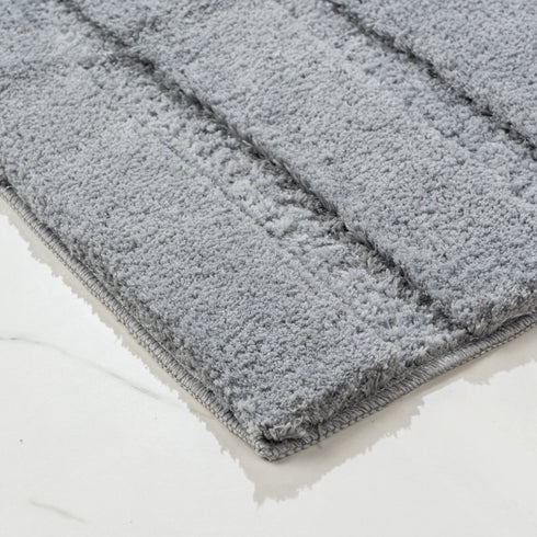 GIA Stripe Soft Microfiber Non Slip Thick Fluffy Soft Bath Mats |Water Absorbing Mat | Washable Quick Drying Foot mat | Home, Bathroom, Bedroom, Kitchen | Floor Mat