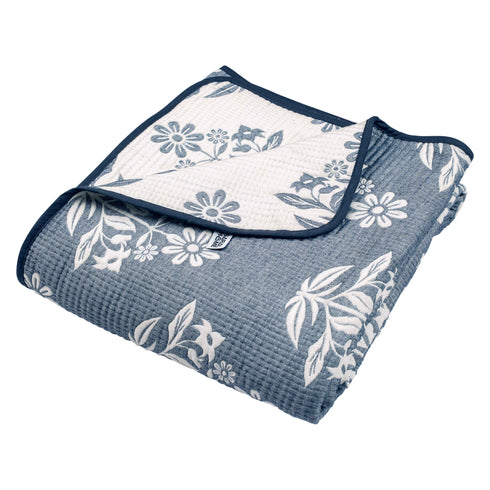 GIFT BOX | COTTON Grey Bedsheet-Cover | Matching Ivory-Blue Quilt/Comforter | Combo Set For Gift & Daily Use