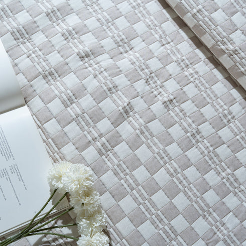 GIFT BOX | SHEEN SHINE Beige Bedsheet-Cover | Matching Ivory-Beige Quilt/Comforter | Combo Set For Gift & Daily Use