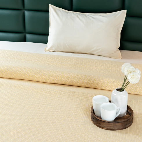 Saral Home Pure Cotton Bedsheet |Breathable Woven Bedspread with Pillow Cover | D MOND pattern |