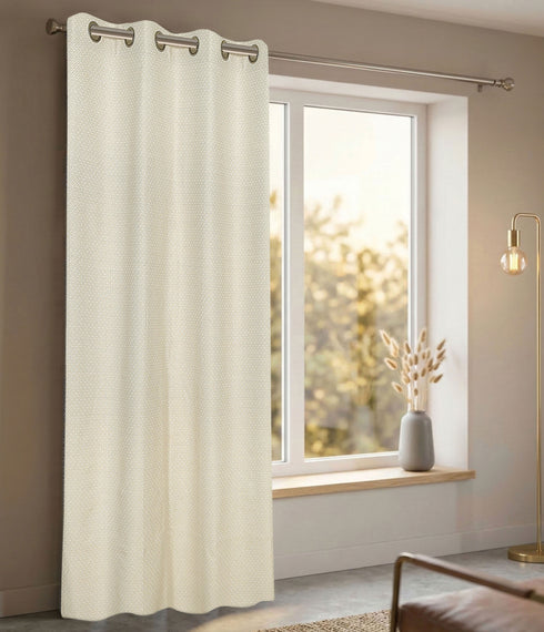 D Mond Pattern Cotton Curtain | Breathable Woven Yarn | Home Living Room Lobby Bedroom|