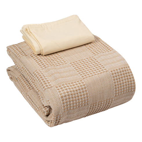 Saral Home Pure Cotton Bedsheet Set |Breathable Woven Bedspread with Pillow Cover | Huck Lace pattern |