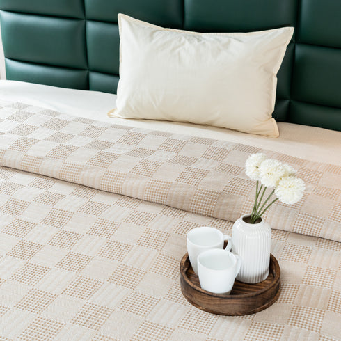 Saral Home Pure Cotton Bedsheet Set |Breathable Woven Bedspread with Pillow Cover | Huck Lace pattern |