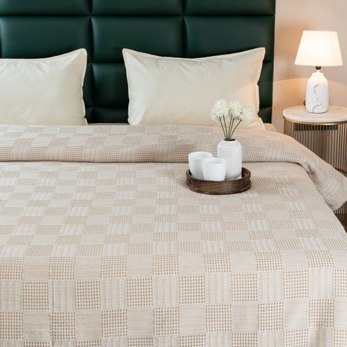 Saral Home Pure Cotton Bedsheet Set |Breathable Woven Bedspread with Pillow Cover | Huck Lace pattern |