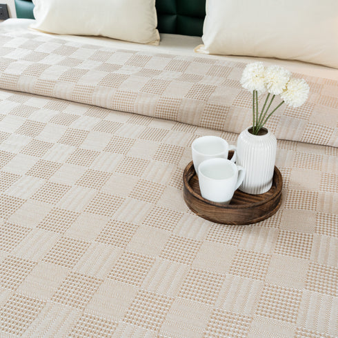 Saral Home Pure Cotton Bedsheet Set |Breathable Woven Bedspread with Pillow Cover | Huck Lace pattern |