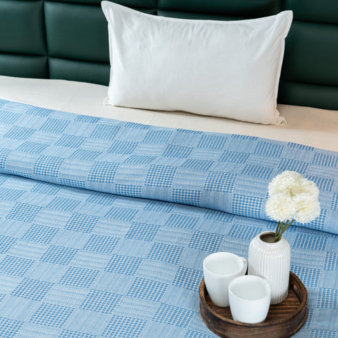 Saral Home Pure Cotton Bedsheet Set |Breathable Woven Bedspread with Pillow Cover | Huck Lace pattern |