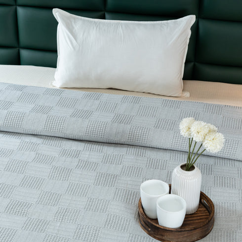 Saral Home Pure Cotton Bedsheet Set |Breathable Woven Bedspread with Pillow Cover | Huck Lace pattern |