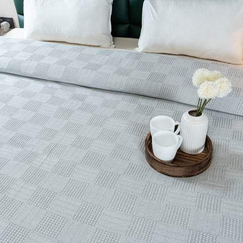 Saral Home Pure Cotton Bedsheet Set |Breathable Woven Bedspread with Pillow Cover | Huck Lace pattern |