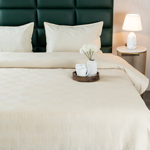 Saral Home Pure Cotton Bedsheet Set |Breathable Woven Bedspread with Pillow Cover | Huck Lace pattern |