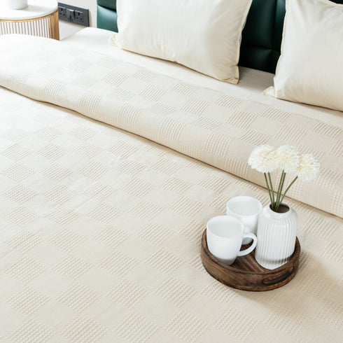 Saral Home Pure Cotton Bedsheet Set |Breathable Woven Bedspread with Pillow Cover | Huck Lace pattern |