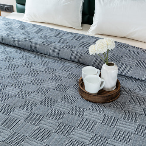 Saral Home Pure Cotton Bedsheet Set |Breathable Woven Bedspread with Pillow Cover | Huck Lace pattern |