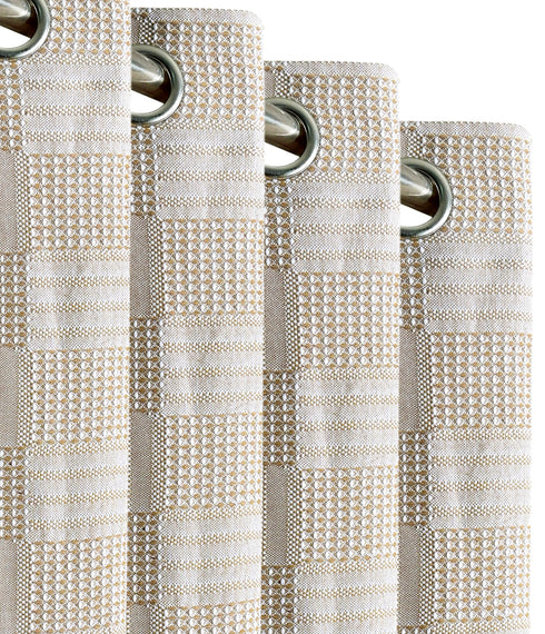 Huck Lace Pattern Cotton Curtain | Breathable Woven Yarn | Home Living Room Lobby Bedroom|