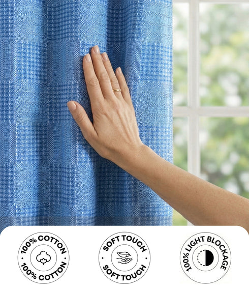 Huck Lace Pattern Cotton Curtain | Breathable Woven Yarn | Home Living Room Lobby Bedroom|