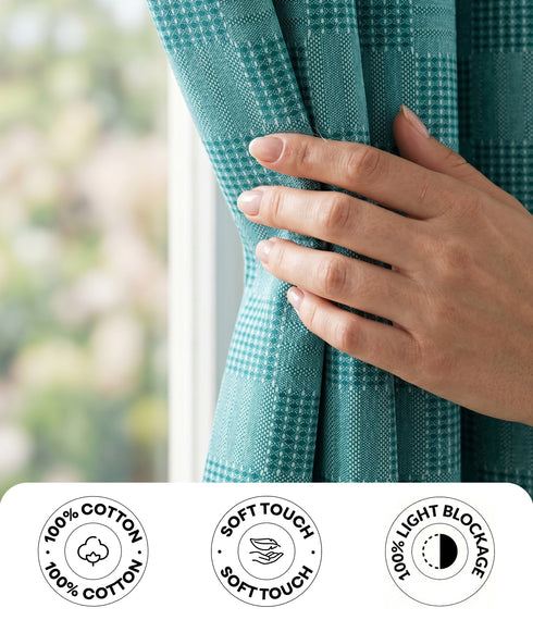 Huck Lace Pattern Cotton Curtain | Breathable Woven Yarn | Home Living Room Lobby Bedroom|