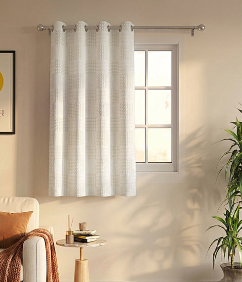 Huck Lace Pattern Cotton Curtain | Breathable Woven Yarn | Home Living Room Lobby Bedroom|