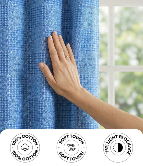 Huck Lace Pattern Cotton Curtain | Breathable Woven Yarn | Home Living Room Lobby Bedroom|