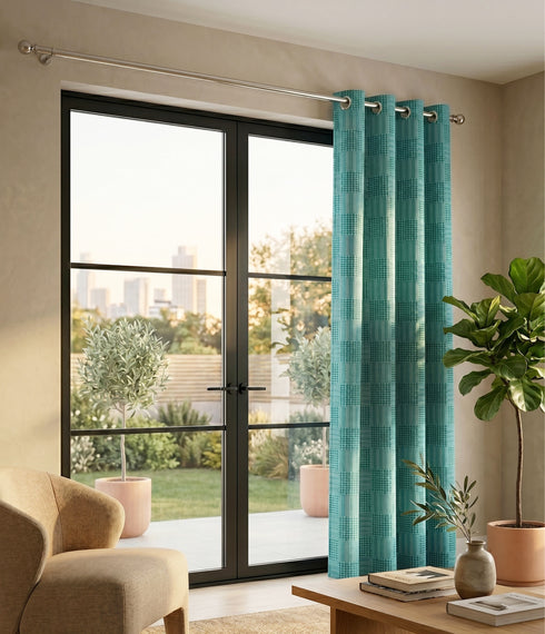 Huck Lace Pattern Cotton Curtain | Breathable Woven Yarn | Home Living Room Lobby Bedroom|