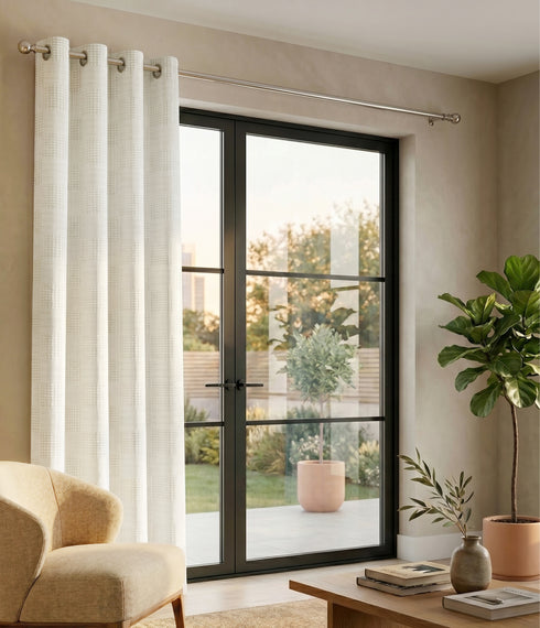 Huck Lace Pattern Cotton Curtain | Breathable Woven Yarn | Home Living Room Lobby Bedroom|