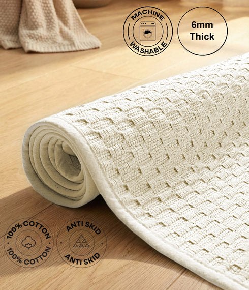 Saral Home Cotton Yoga Mat with Permanent Anti-Skid Backing | Soft, Durable & Comfortable Exercise Mat for Yoga, Meditation & Stretching