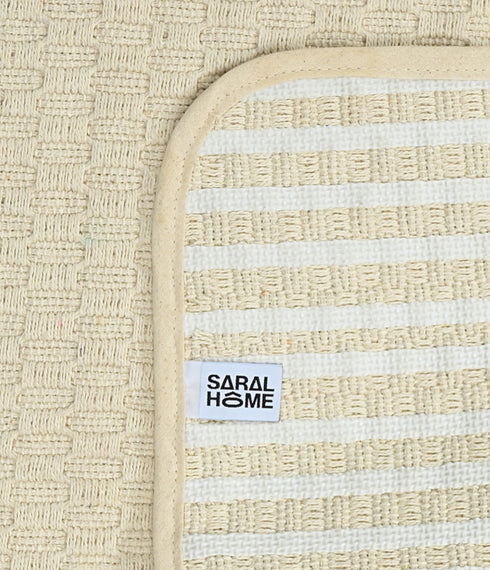 Saral Home Cotton Yoga Mat with Permanent Anti-Skid Backing | Soft, Durable & Comfortable Exercise Mat for Yoga, Meditation & Stretching