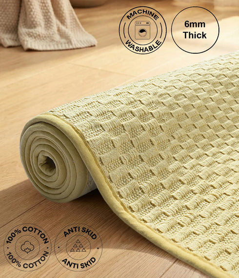 Saral Home Cotton Yoga Mat with Permanent Anti-Skid Backing | Soft, Durable & Comfortable Exercise Mat for Yoga, Meditation & Stretching