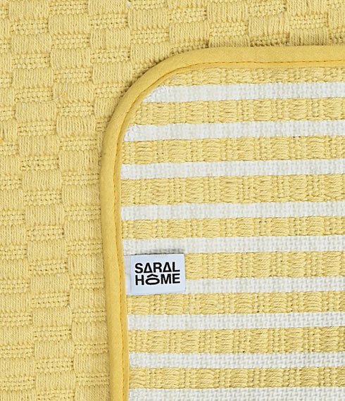 Saral Home Cotton Yoga Mat with Permanent Anti-Skid Backing | Soft, Durable & Comfortable Exercise Mat for Yoga, Meditation & Stretching