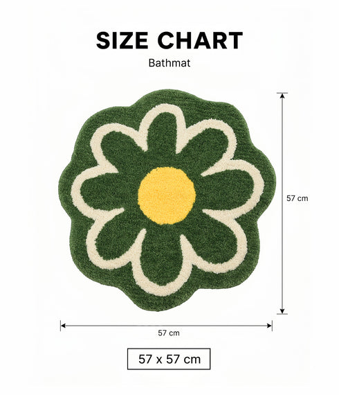 Daisy Flower Shaped Microfiber Round Bath Mat | Ultra Soft & Super Absorbent Bathroom Rug | Anti-Skid Bathmat for Bathroom, Bedroom & Wash Basin Area