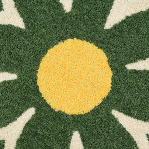 Daisy Flower Shaped Microfiber Round Bath Mat | Ultra Soft & Super Absorbent Bathroom Rug | Anti-Skid Bathmat for Bathroom, Bedroom & Wash Basin Area