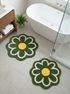 Daisy Flower Shaped Microfiber Round Bath Mat | Ultra Soft & Super Absorbent Bathroom Rug | Anti-Skid Bathmat for Bathroom, Bedroom & Wash Basin Area
