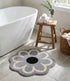 Daisy Flower Shaped Microfiber Round Bath Mat | Ultra Soft & Super Absorbent Bathroom Rug | Anti-Skid Bathmat for Bathroom, Bedroom & Wash Basin Area